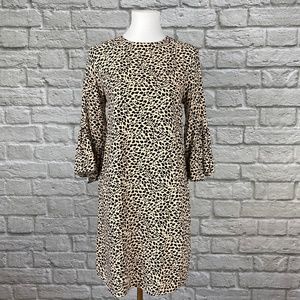 H&M Cheetah Print Ruffle Sleeve Shift Dress